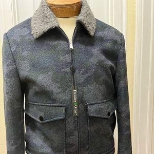 Paisley & Grey blue olive camo bomber jacket with sherpa collar